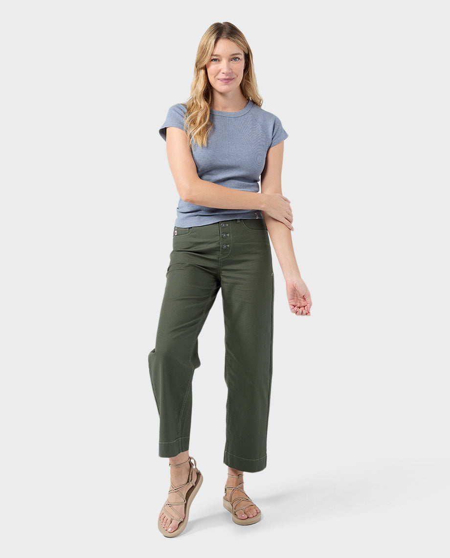 Women's Rivet Wide Leg Canvas Pant - Image 3
