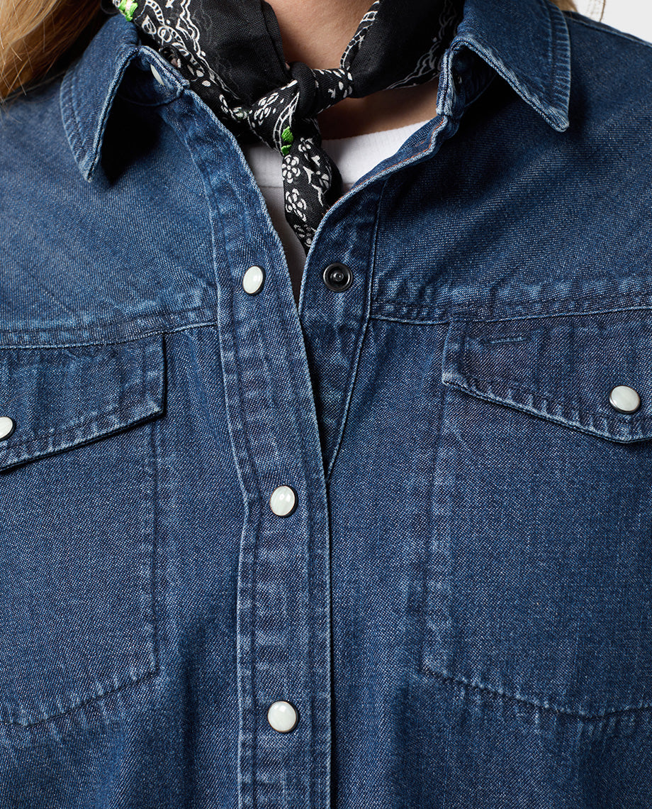 Women's Slipstone Japanese Denim Shirt - Image 8